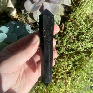 Black tourmaline double terminated crystal gemstone wand